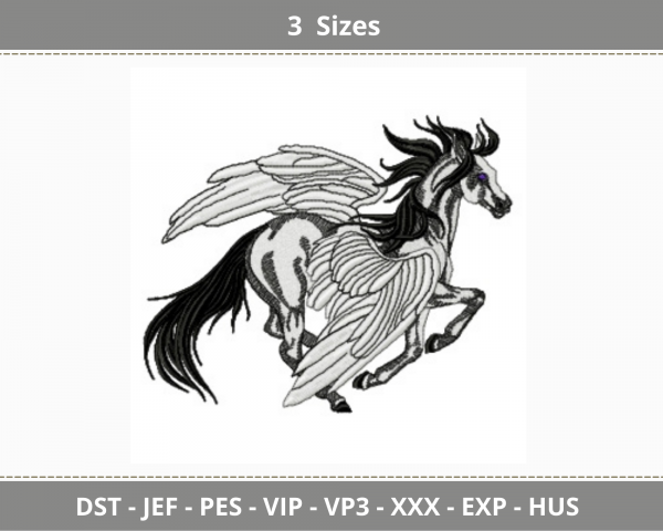 Creative Horse Embroidery Design - machine Embroidery Pattern - 3 Sizes - Instant Download