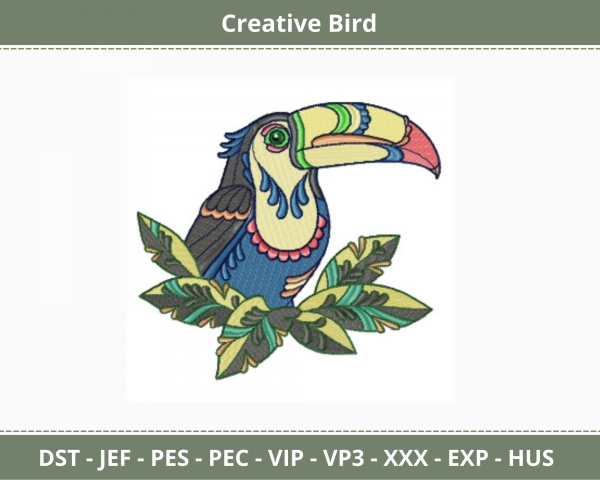 Creative Bird Embroidery Design - machine Embroidery Pattern - Instant Download Machine Embroidery Designs