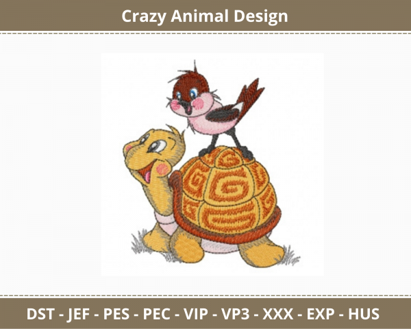 Crazy Animal Embroidery Design - Machine Embroidery Pattern - Instant Download Machine Embroidery Designs