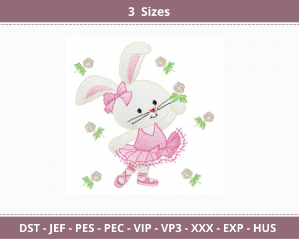 Cute Bunny  Embroidery Design - machine Embroidery Pattern - 3 Sizes - Instant Download Machine Embroidery Designs