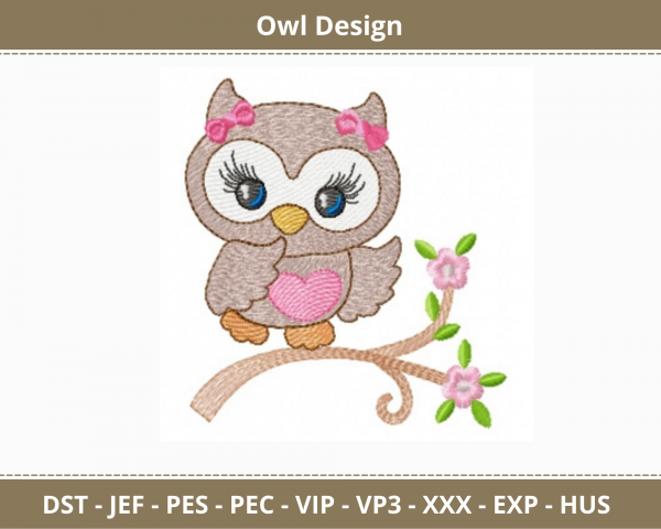 Baby Owl Bird Embroidery Design - Machine Embroidery Pattern - Instant Download Machine Embroidery Designs