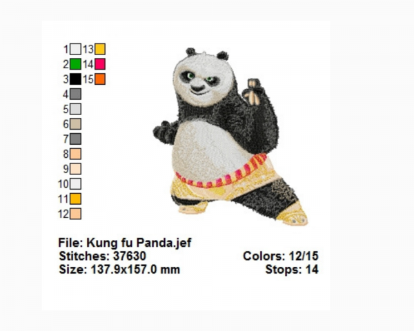 Kung Fu Panda Embroidery Design - Machine Embroidery Pattern - Instant Download Machine Embroidery Designs