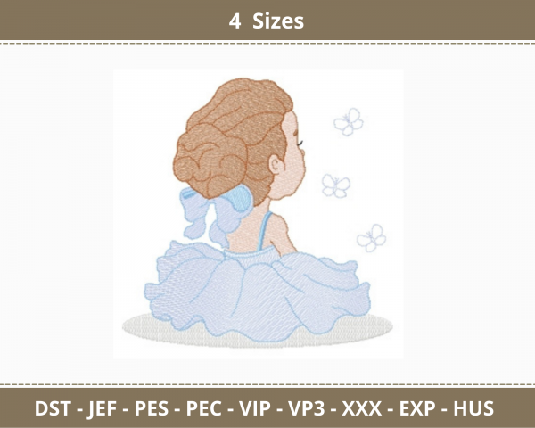 Princess Embroidery Design - Machine Embroidery Pattern - 4 Sizes - Instant Download Machine Embroidery Designs