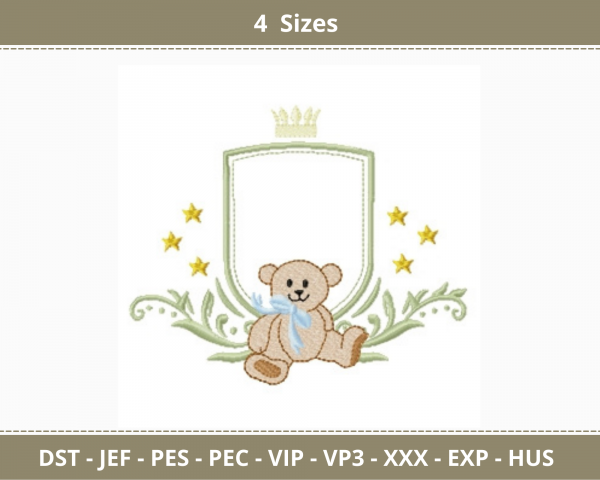 Teddy Bear Embroidery Design - Machine Embroidery Pattern- 4 Sizes – Instant Download