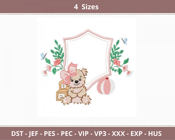 Teddy Bear Embroidery Design - Machine Embroidery Pattern- 4 Sizes – Instant Download Machine Embroidery Designs