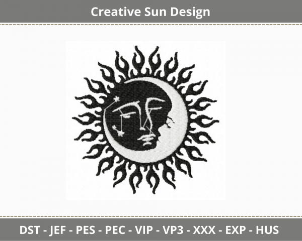 Creative Sun Embroidery Design - machine Embroidery Pattern -  Instant Download