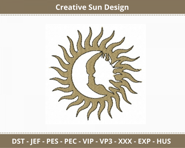 Creative Sun Embroidery Design - machine Embroidery Pattern -  Instant Download Machine Embroidery Designs
