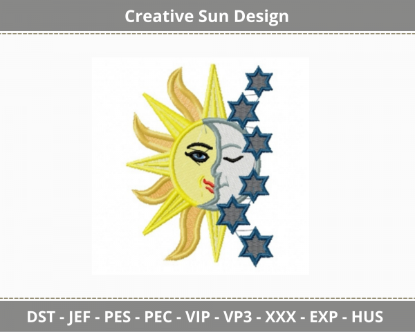 Creative Sun Embroidery Design - machine Embroidery Pattern -  Instant Download Machine Embroidery Designs