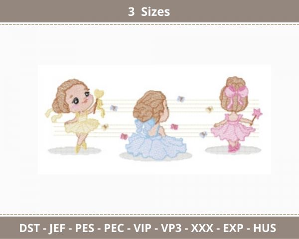 Baby Princess Embroidery Design - Machine Embroidery Pattern - 3 Sizes - Instant Download