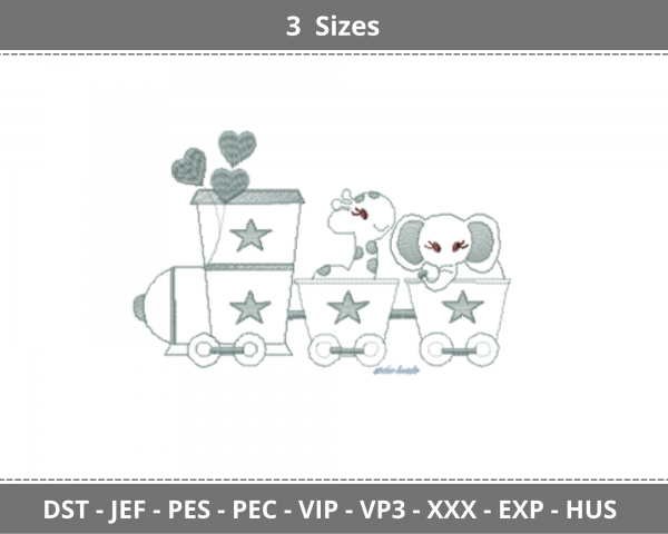 Baby Animal Embroidery Design -  Machine Embroidery Pattern - 3 Sizes  - Instant Download