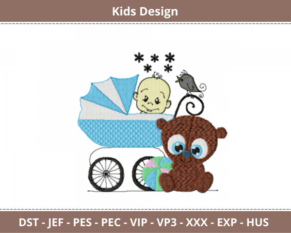 Kids Embroidery Design - Machine Embroidery Pattern -  Instant Download