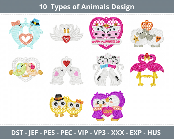 Animal Embroidery Design - Machine Embroidery Pattern - 10 Types - Instant Download Machine Embroidery Designs