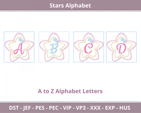 Star Alphabets Embroidery Design - Monogram - Font - Machine Embroidery Pattern – Instant Download