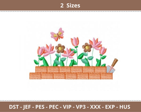 Flowers Garden Embroidery Design - Machine Embroidery Pattern - 2 Sizes - Instant Download Machine Embroidery Designs
