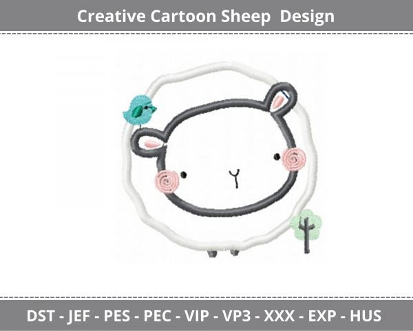 Creative Cartoon Sheep Embroidery Design - machine Embroidery Pattern  - Instant Download Machine Embroidery Designs