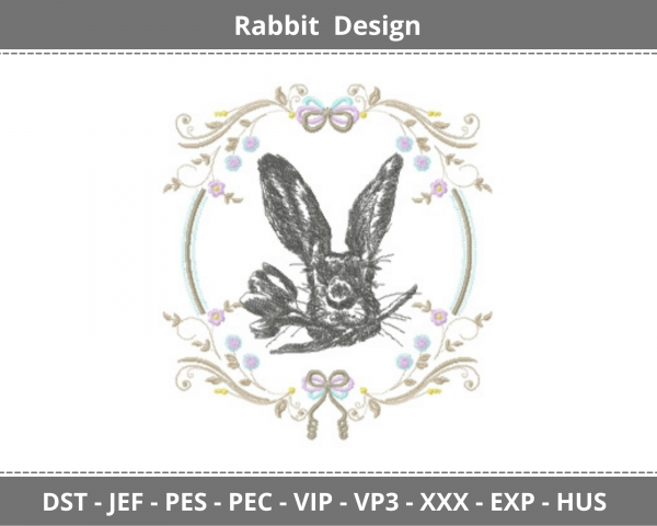 Rabbit  Embroidery Design - Animal - Machine Embroidery Pattern - Instant Download