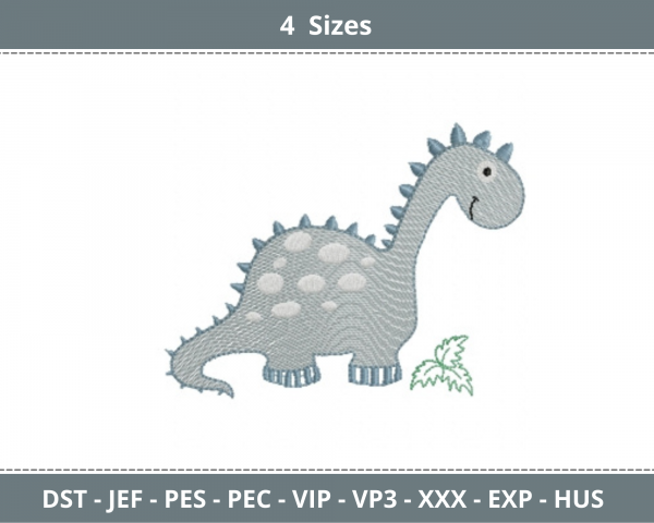 Dinosaur Embroidery Design - Animal - Machine Embroidery Pattern - 4 Sizes - Instant Download
