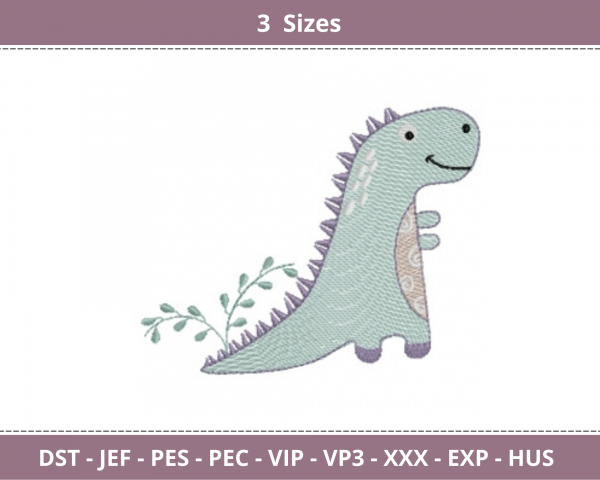 Dinosaur Embroidery Design - Animal - Machine Embroidery Pattern - 3 Sizes - Instant Download Machine Embroidery Designs