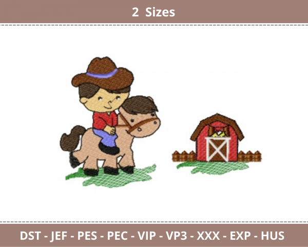 Cowboy Embroidery Design - Animals - Machine Embroidery Design Pattern - 2 Sizes - Instant Download