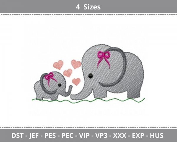 Baby Elephant Embroidery Design - Animal - Machine Embroidery Pattern - 4 Sizes - Instant Download
