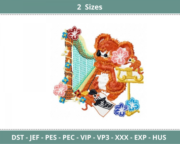 Teddy Bear Embroidery Design - Machine Embroidery Pattern- 2 Sizes – Instant Download