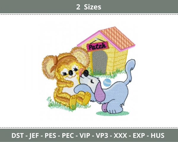Teddy With Cute Puppy  Embroidery Design - Machine Embroidery Pattern - 2 Sizes – Instant Download