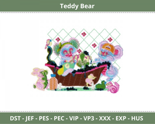 Teddy Love Embroidery Design - Machine Embroidery Pattern – Instant Download Machine Embroidery Designs