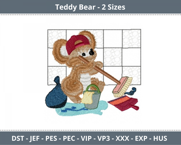Teddy bear Embroidery Design - machine Embroidery Pattern - 2 Sizes - Instant Download Machine Embroidery Designs