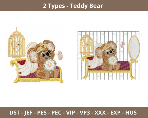 Teddy Bear Embroidery Design - Machine Embroidery Pattern – 2 Types - Instant Download