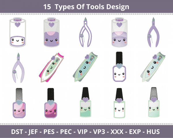 Tools Embroidery Design - Machine Embroidery Pattern - 15 Types - Instant Download 