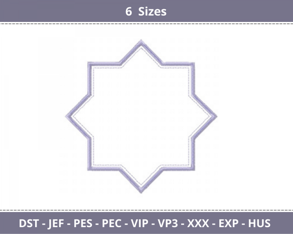 Star Frame Embroidery Design - Machine Embroidery - 6 Sizes - Instant Download 