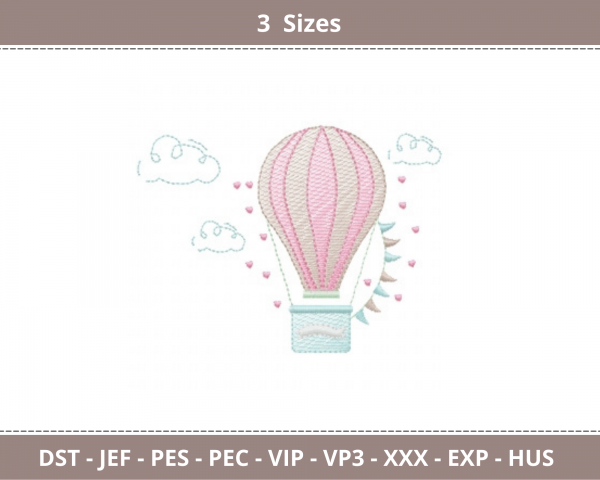 Creative Air Balloon Embroidery Design - machine Embroidery Pattern - 3 Sizes - Instant Download