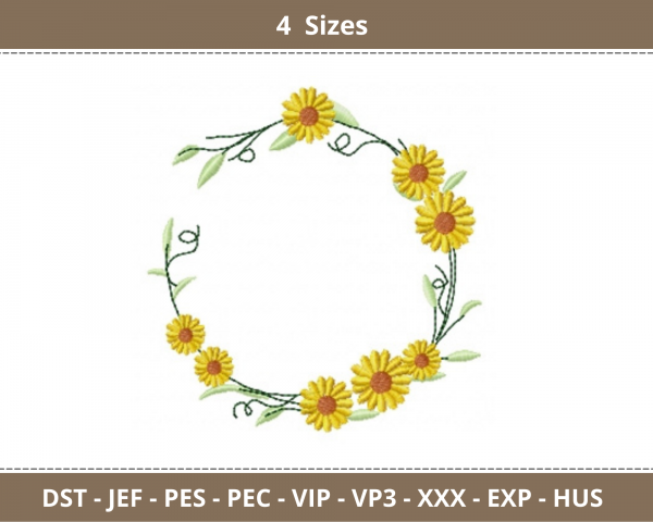 Creative Flower Frame Embroidery Design -  Machine Embroidery Pattern - 4 Sizes – Instant Download