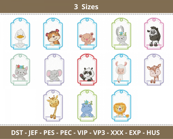 Animal Embroidery Design - Machine Embroidery Pattern - 3 Sizes - 13 Types - Instant Download