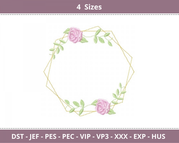 Floral Frame Embroidery Design - Machine Embroidery Pattern - 4 Sizes -  Instant Download
