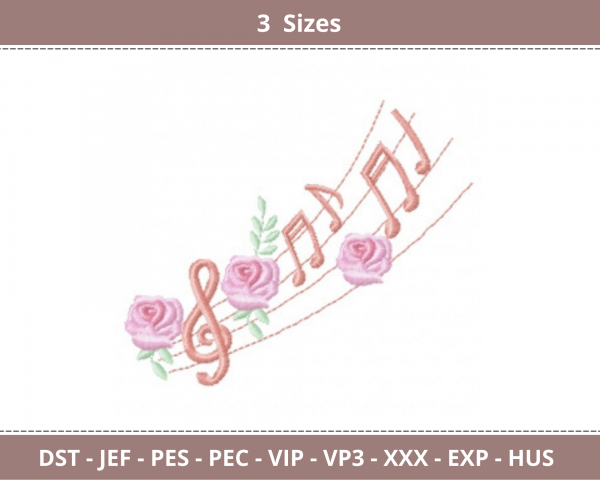 Music Iconic Embroidery Design - Machine Embroidery Pattern - 3 Sizes - Instant Download