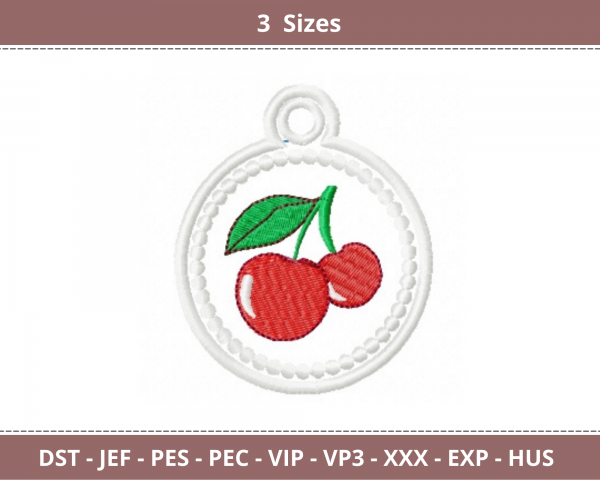 Cherry Fruit Embroidery Design - Machine Embroidery Pattern  - 3 Sizes - Instant Download