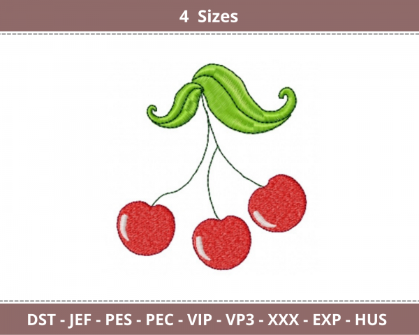 Cherry Fruit Embroidery Design - Machine Embroidery Pattern  - 4 Sizes - Instant Download