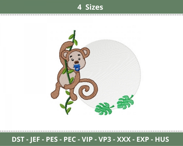 Crazy Monkey  Embroidery Design - Machine Embroidery pattern - 4 Sizes - Instant Download