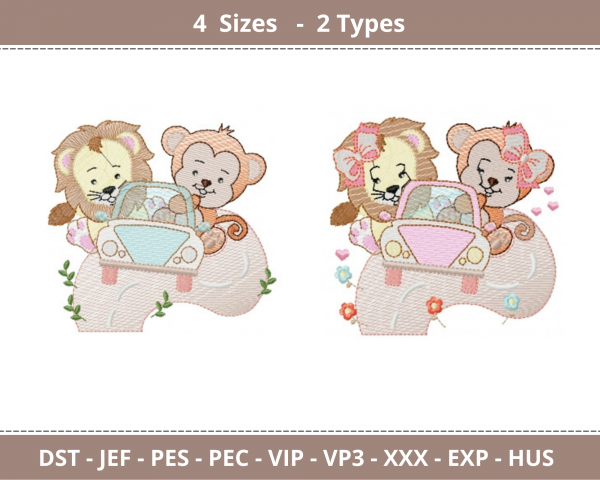 Crazy Animal Embroidery Design - Machine Embroidery Pattern - 4 Sizes - 2 Types - Instant Download