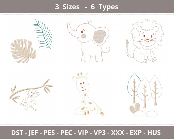 Applique Animal Embroidery Design - Machine Embroidery Pattern- 3 Sizes - 6 Types – Instant Download
