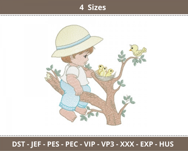 Cute Boy  Embroidery Design - Machine Embroidery Pattern - 4 Sizes - Instant Download