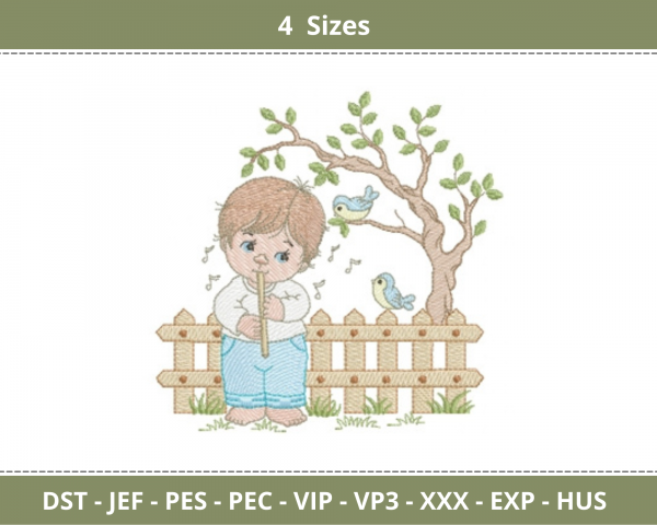 Cute Boy  Embroidery Design - Machine Embroidery Pattern - 4 Sizes - Instant Download Machine Embroidery Designs