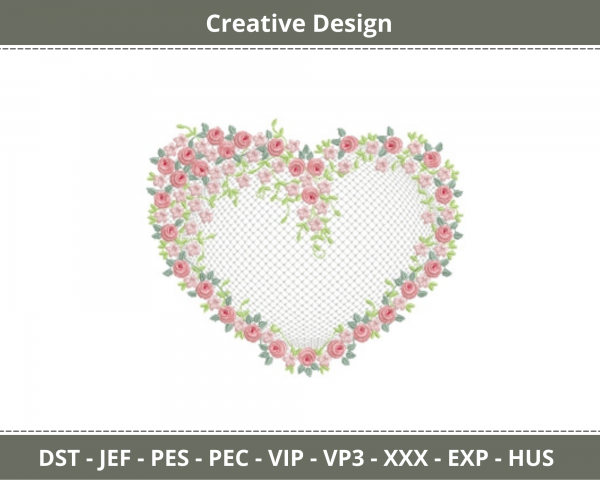 Creative Heart Embroidery Design - Machine Embroidery Pattern - Instant Download