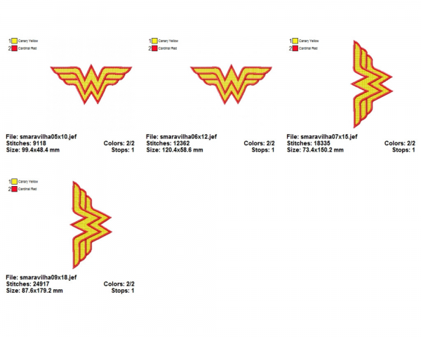 Wonder Woman Logo Embroidery Design - Machine Embroidery Pattern - 4 Sizes - Instant Download Machine Embroidery Designs