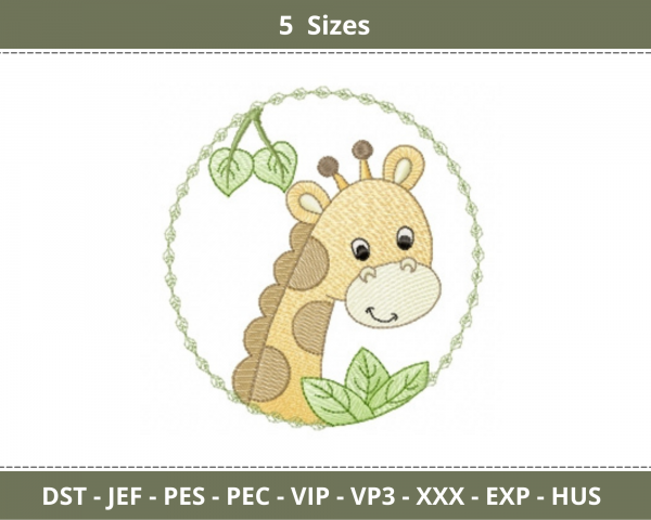 Giraffe Embroidery Design - Animal - Machine Embroidery Pattern - 5 Sizes - Instant Download