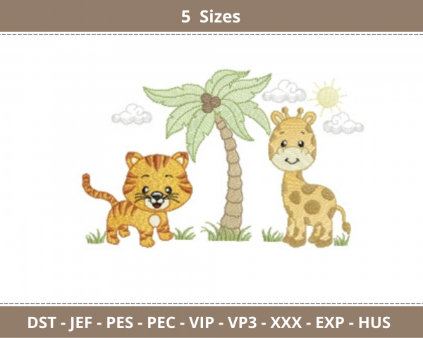 Safari Animal Embroidery Design - Animal - Machine Embroidery Pattern – 5 Sizes - Instant Download