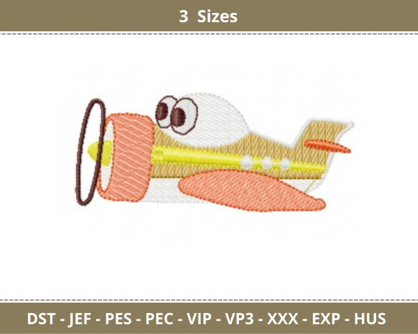 Creative Plane Embroidery Design - machine Embroidery Pattern - 3 Sizes - Instant Download