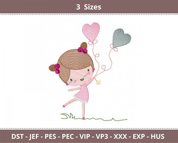 Baby Girl Embroidery Design - Machine Embroidery Pattern - 3 Sizes - instant Download 