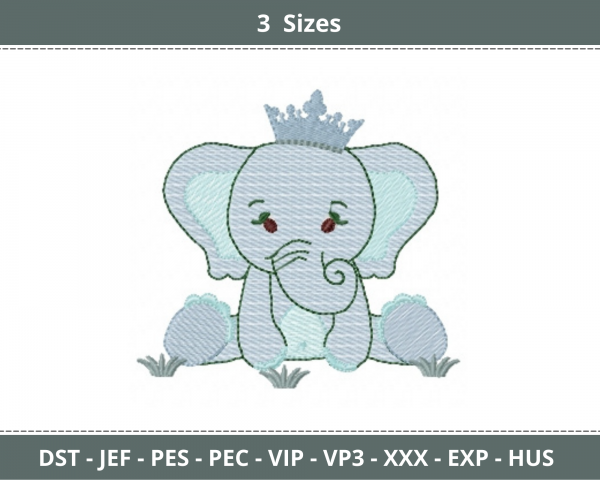 Baby Elephant Embroidery Design - Animal - Machine Embroidery Pattern - 3 Sizes - Instant Download Machine Embroidery Designs